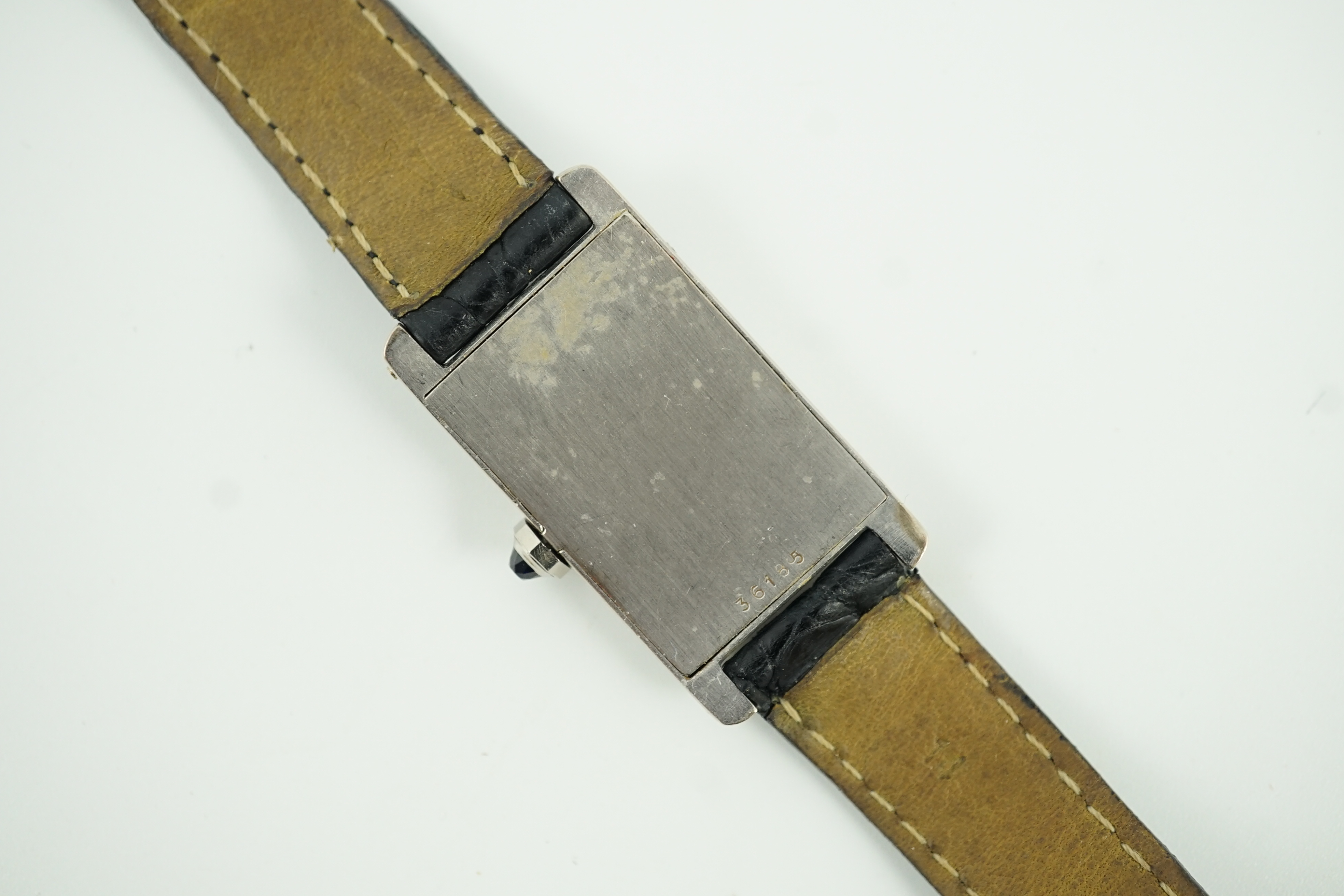 A 1920's 18ct white gold Cartier Tank Cintree (7 lignes model) manual wind wrist watch